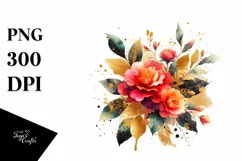 Vibrant Gold Foil Bouquet PNG Product Image 1