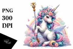 Colorful Pastel Image of Baby Unicorn with Pole Product Image 3