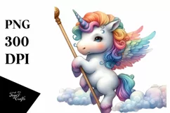 Baby Unicorn with Pole, PNG Product Image 3