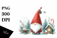 Simple Watercolor Christmass Dog PNG Product Image 1