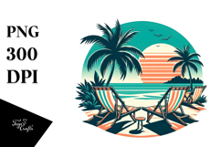 Retro Tropical Island Beach Chairs Clipart Product Image 1