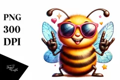 Funny Bee Sunglasses Rocker Sign | Clipart Product Image 1