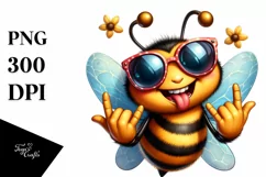 Funny Bee Sunglasses Rocker Sign | Clipart Product Image 1