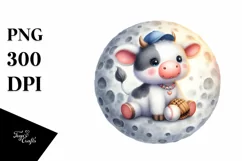 Pastel Baby Cow Baseball, White Background | Sublimation Product Image 3