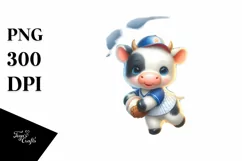 Pastel Baby Cow Baseball, White Background | Sublimation Product Image 3