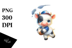 Pastel Baby Cow Baseball, White Background | Sublimation Product Image 1
