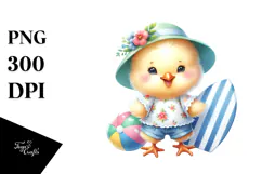 Watercolor Cute Baby Chicken PNG Product Image 1