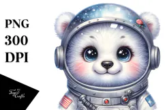 Baby Polar Bear with Astronaut Helmet, Sublimation PNG Product Image 1