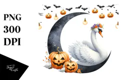 Swan Dressed for Halloween, Artistic PNG Product Image 1