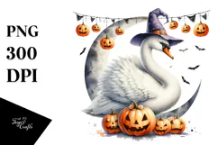 Swan Dressed for Halloween, Artistic PNG Product Image 1