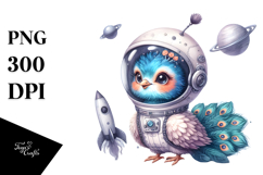 Cute Baby Peacock with Astronaut Helmet PNG Product Image 1