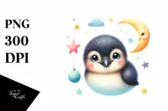 Cute Brunnich's Guillemots with Moon Stars | Sublimation | Product Image 3