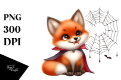 Funny Baby Fox with Halloween Vampire Fangs | Clipart Product Image 1