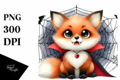 Funny Baby Fox with Halloween Vampire Fangs | Clipart Product Image 1