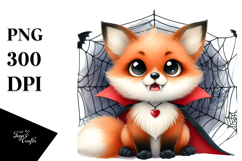 Funny Baby Fox with Halloween Vampire Fangs | Clipart Product Image 1