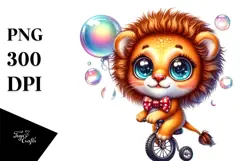 Goofy Baby Lion with Tiny Bowtie PNG Product Image 1