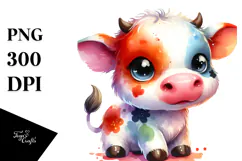 Cute Baby Cow in Style PNG Product Image 1