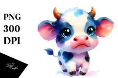 Cute Baby Cow in Style PNG Product Image 1
