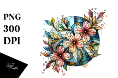 Stained Cherry Blossom Frame, PNG Product Image 1