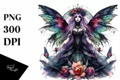 Vibrant Watercolor Gothic Fairy PNG Product Image 3