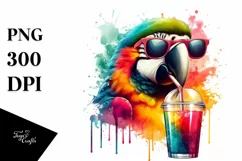 Macaw Sipping Colorful Drink | Sublimation | Clipart Product Image 3