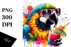 Macaw Sipping Colorful Drink | Sublimation | Clipart Product Image 3