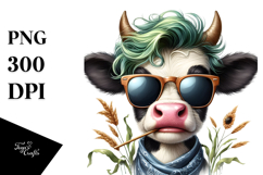 Funny Cow with Hay Straw, PNG Product Image 1