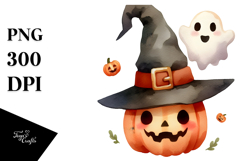 Funny Halloween Clipart with Hat and Spider PNG Product Image 1