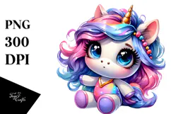 Cool Haircut Unicorn, Cheerful PNG Product Image 1