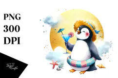 Funky Penguin in Beachwear, Transparent PNG Product Image 1