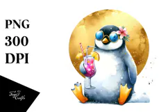 Funky Penguin in Beachwear, Transparent PNG Product Image 1