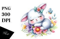 Cute Baby Bunny Sleeping Clipart Product Image 1