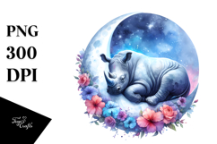 Rhino Moon Flowers Clipart Product Image 1
