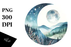 Very Simple Whimsical Half Moon, High-Res PNG Product Image 1