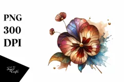 Abstract Wooden Pansy Stained | Clipart Product Image 1