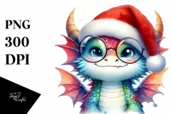 Dumb Baby Dragon with Santa Hat PNG Product Image 1