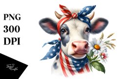 Happy Cow Portrait Sublimation Clipart Product Image 1
