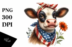 Happy Cow Portrait Sublimation Clipart Product Image 1