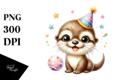 Energetic Otter with Cool Haircut PNG Product Image 1