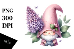 Cute Gnome with Lilac Poket PNG Product Image 1