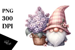 Cute Gnome with Lilac Poket PNG Product Image 1