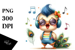 Energetic Peacock in Summer Clothes PNG Product Image 1