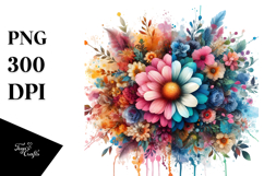 Colorful Flower Painting Sublimation PNG Product Image 1