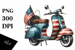 Vintage USA Flag Colors Scooter | Clipart Product Image 3