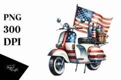 Vintage USA Flag Colors Scooter | Clipart Product Image 1