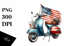 Vintage USA Flag Colors Scooter | Clipart Product Image 1