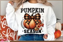 Pumpkin Season Buffalo Plaid Ribbon png, Retro Fall pumpkin Product Image 1