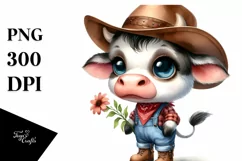 Watercolor Baby Cow Hat Clipart Product Image 3