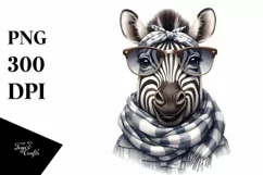 Detailed Zebra Portrait with Scarf | Clipart Product Image 1