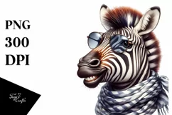 Detailed Zebra Portrait with Scarf | Clipart Product Image 3